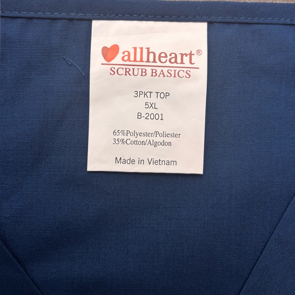 Allheart Basics Dark Turquoise V-Neck Scrub Top, Size: 5XL, NIP - Picture 4 of 4